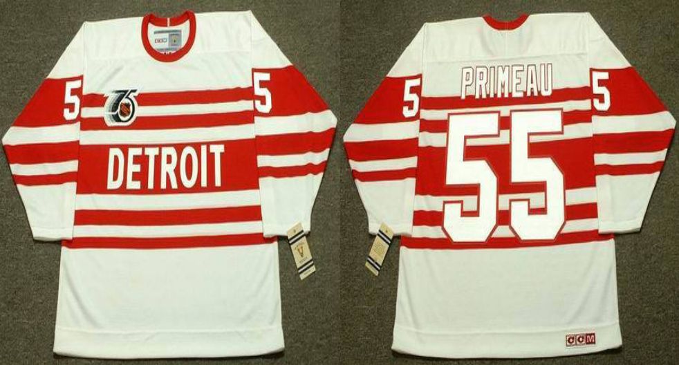 2019 Men Detroit Red Wings 55 Primeau White CCM NHL jerseys